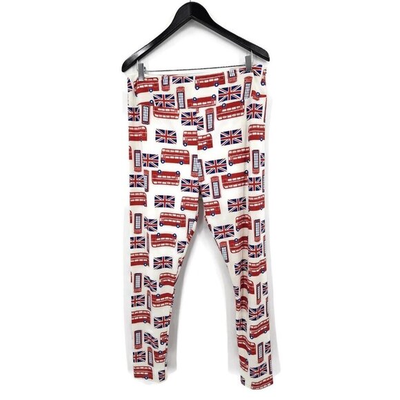 NWOT Lularoe London Buses Phone Booth Leggings TC2 Plus Size Flag - Picture 2 of 5